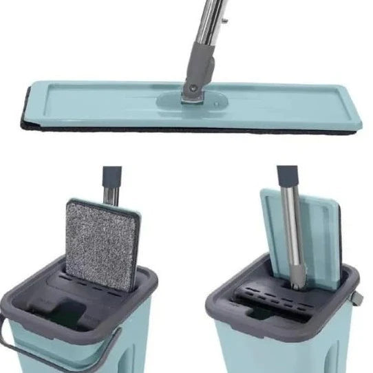 Mop Flat Balde 6 litros Com 2 Refis Com Cabo Extensivel Inox Grande