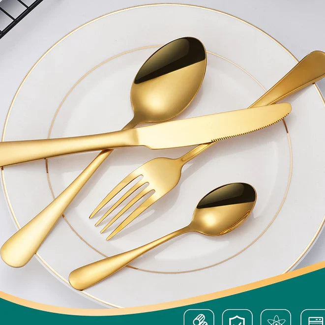 18 Peças Talheres Ouro De Aço Inox