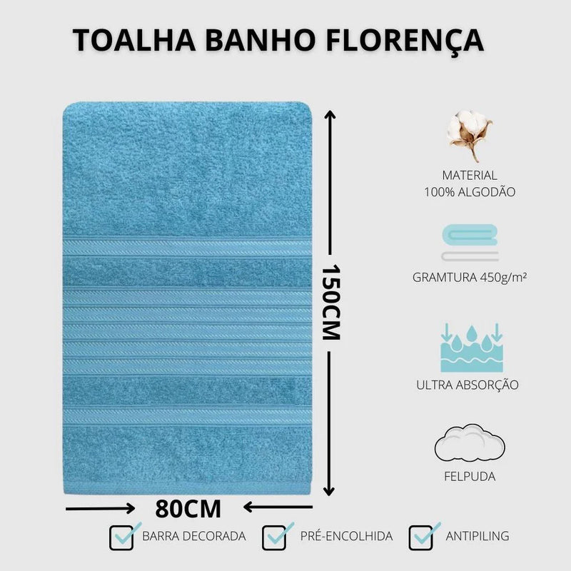 Kit Jogo 2 Toalhas De Banho Linha Luxo Prime Florença