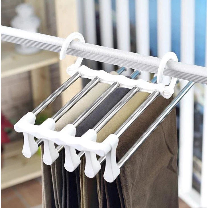 Cabide Para Calças Organizador Aço Inox Multifuncional Retrátil 5 em 1