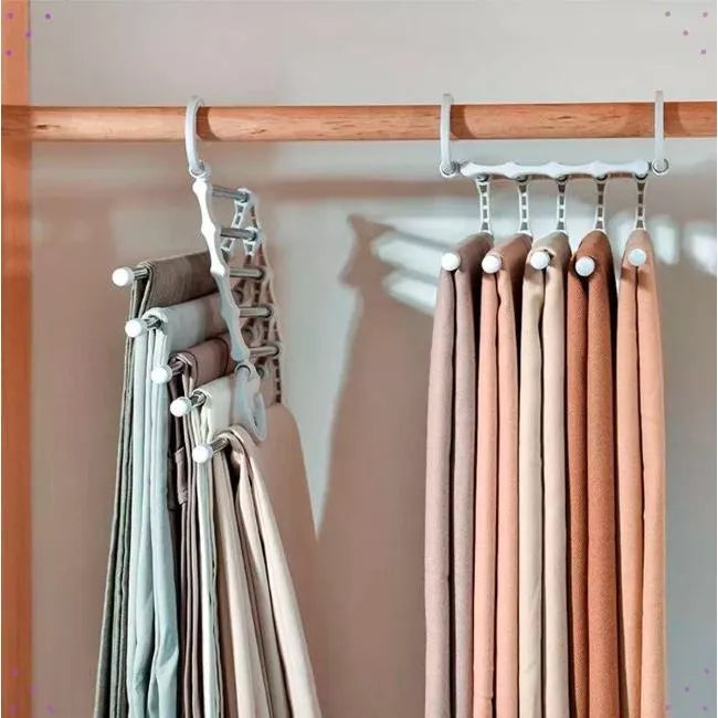 Cabide Para Calças Organizador Aço Inox Multifuncional Retrátil 5 em 1