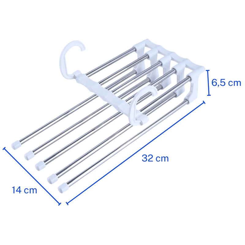 Cabide Para Calças Organizador Aço Inox Multifuncional Retrátil 5 em 1