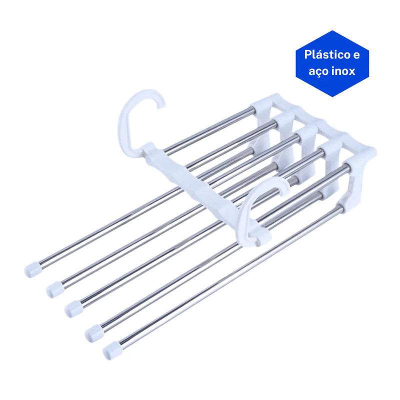 Cabide Para Calças Organizador Aço Inox Multifuncional Retrátil 5 em 1