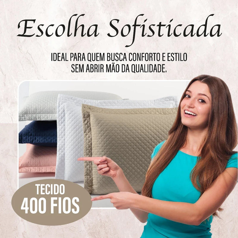 Porta Travesseiro Matelado liso 400 Fios 2 Peças capa de travesseiro