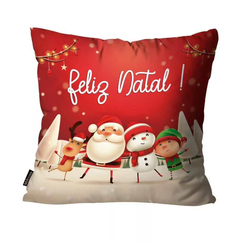 Kit 4 Capas de Almofadas Feliz Natal Vermelha