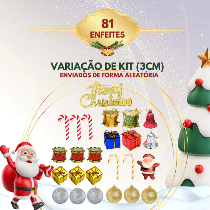 Árvore Natal Pinheiro Premium 150cm 200 Galhos Enfeitada Decorada Kit Completo Enfeites + Pisca Verde e Nevada