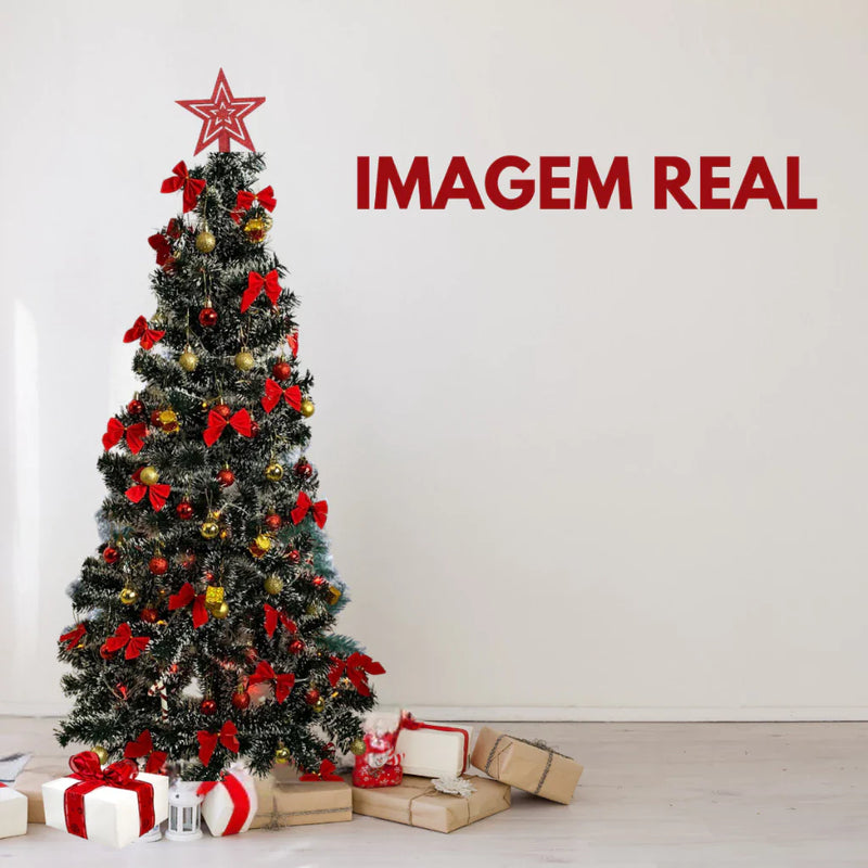 Árvore Natal Pinheiro Premium 150cm 200 Galhos Enfeitada Decorada Kit Completo Enfeites + Pisca Verde e Nevada