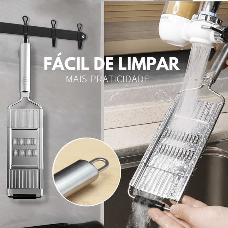 🔥 COMPRE 1 E LEVE 2! 🔥 Ralador Multiuso Inox + 4 Lâminas + Brinde Grátis!