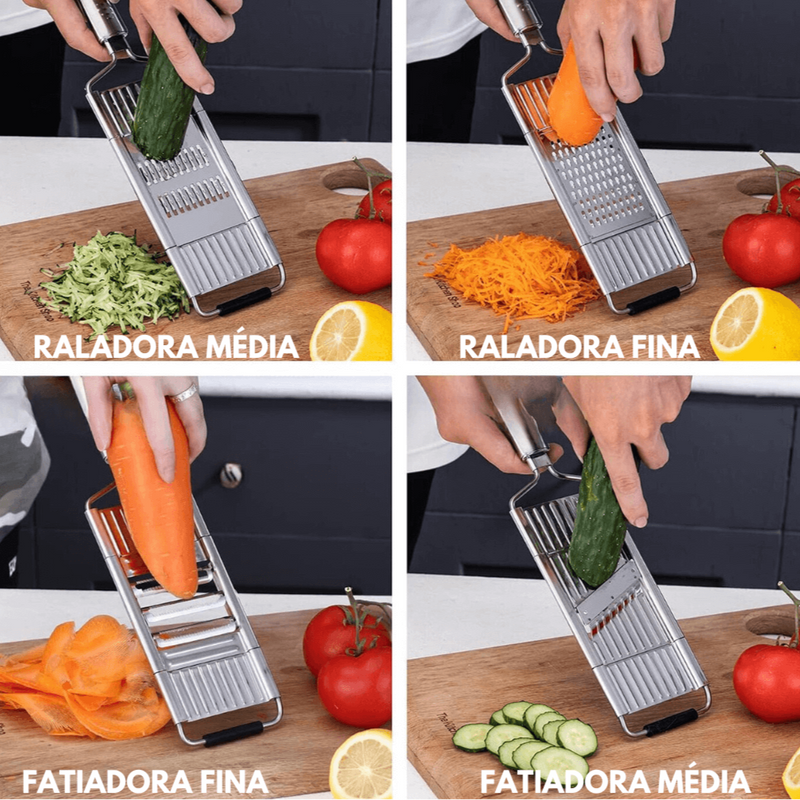 🔥 COMPRE 1 E LEVE 2! 🔥 Ralador Multiuso Inox + 4 Lâminas + Brinde Grátis!