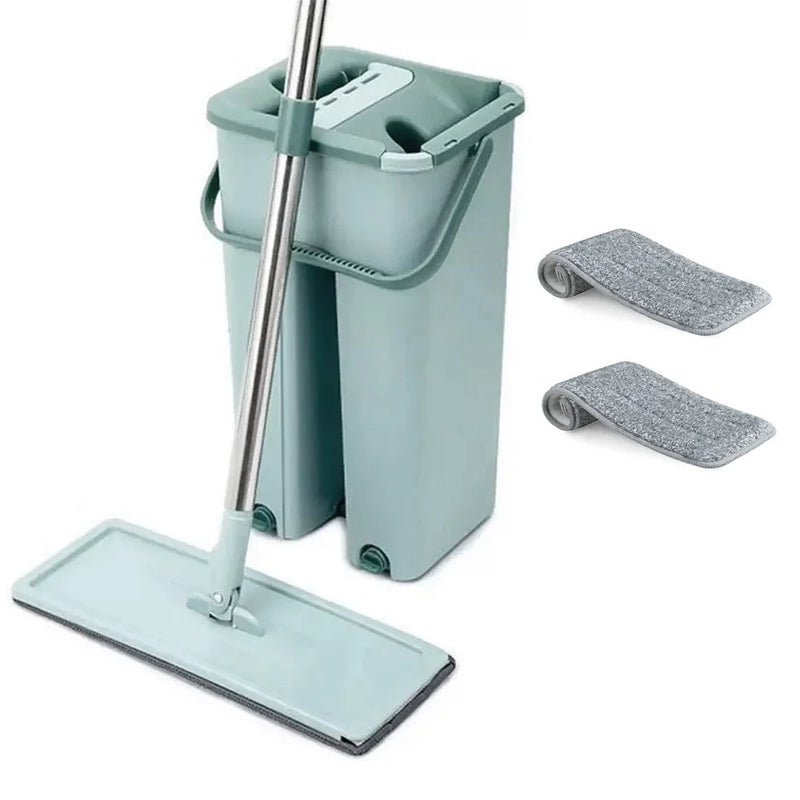 Mop Flat Balde 6 litros Com 2 Refis Com Cabo Extensivel Inox Grande