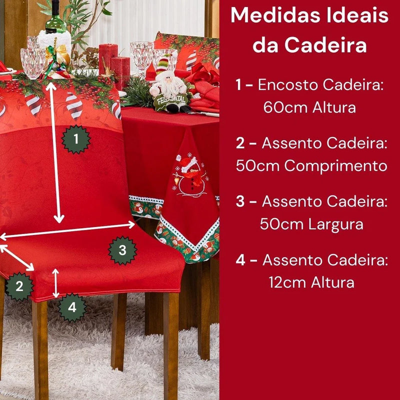 Kit 4 Peças de Capas Natal para Cadeira Jantar