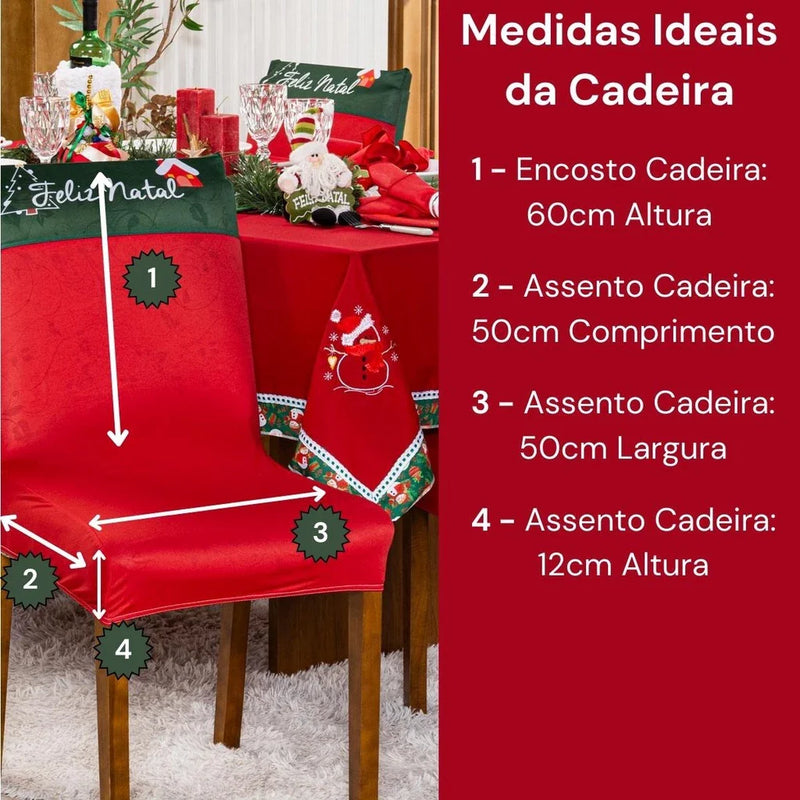 Kit 4 Peças de Capas Natal para Cadeira Jantar