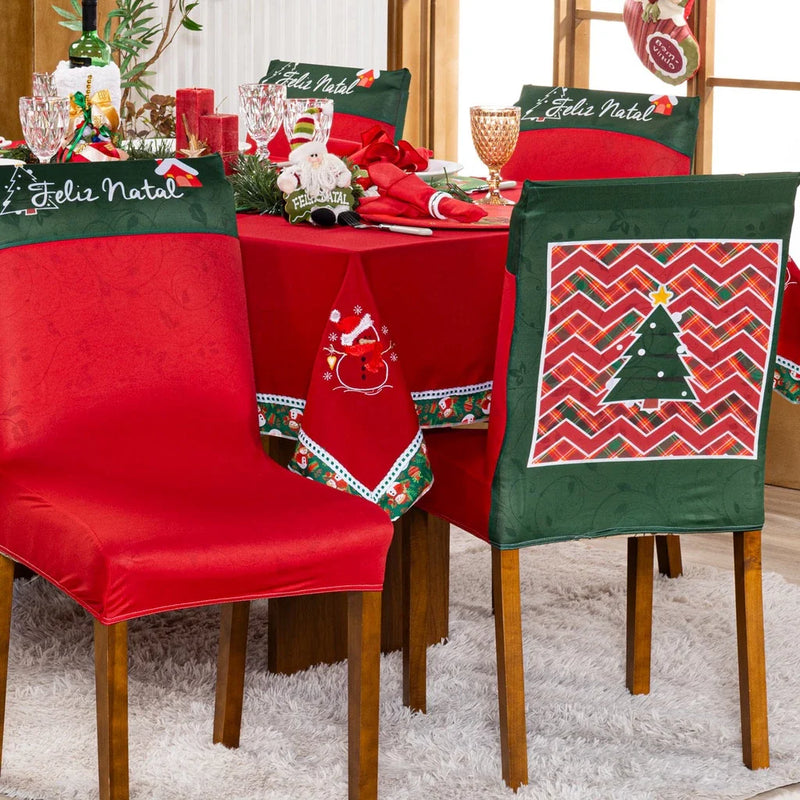 Kit 4 Peças de Capas Natal para Cadeira Jantar