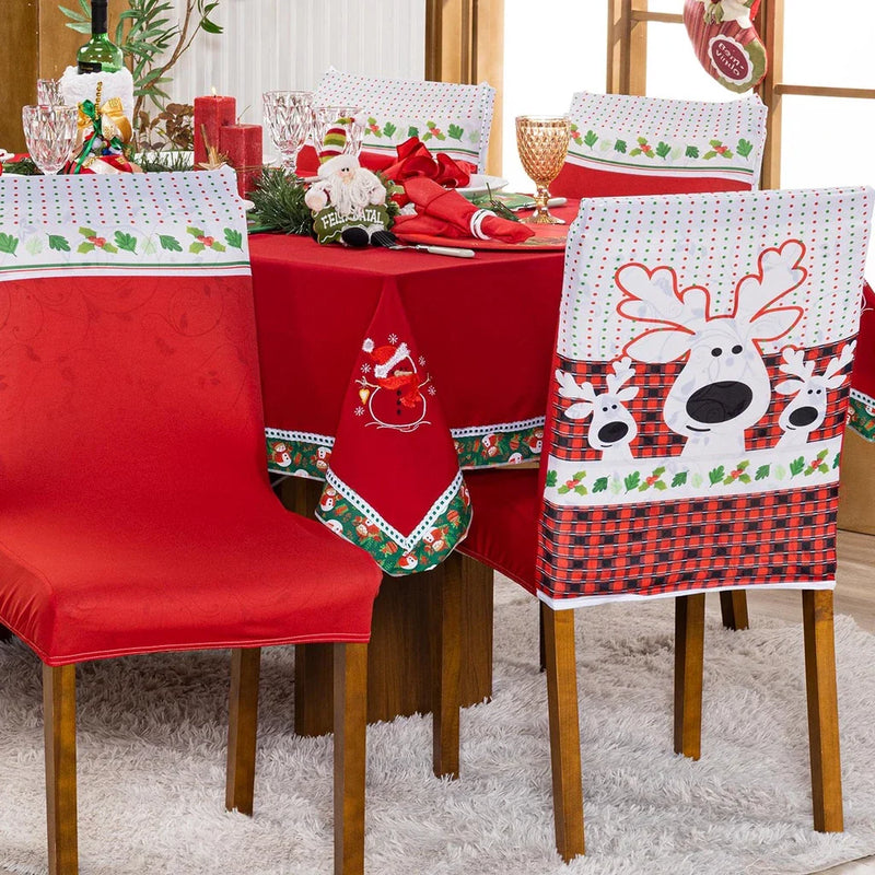 Kit 4 Peças de Capas Natal para Cadeira Jantar