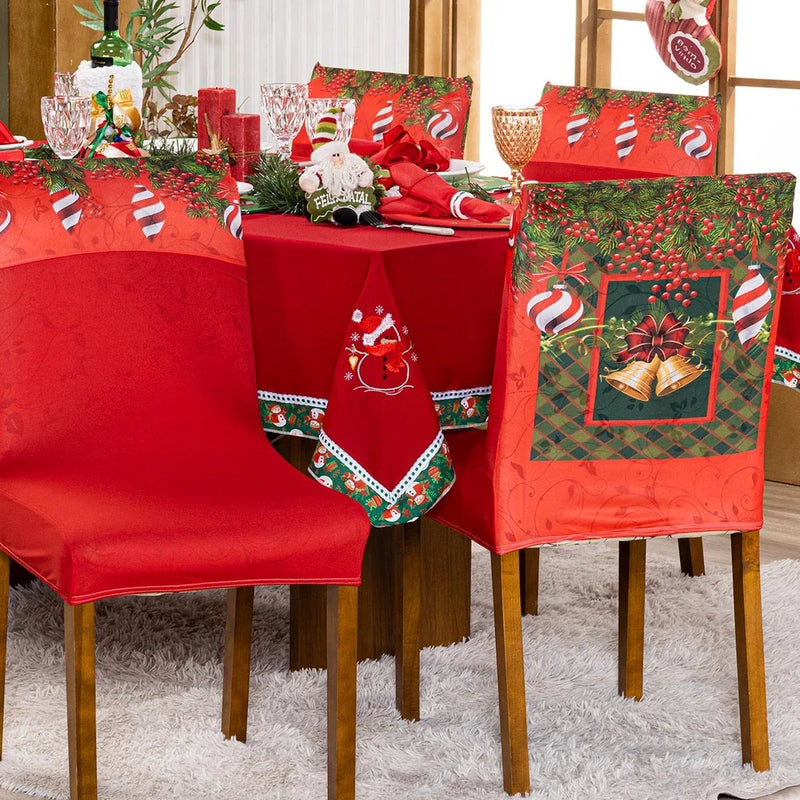 Kit 4 Peças de Capas Natal para Cadeira Jantar