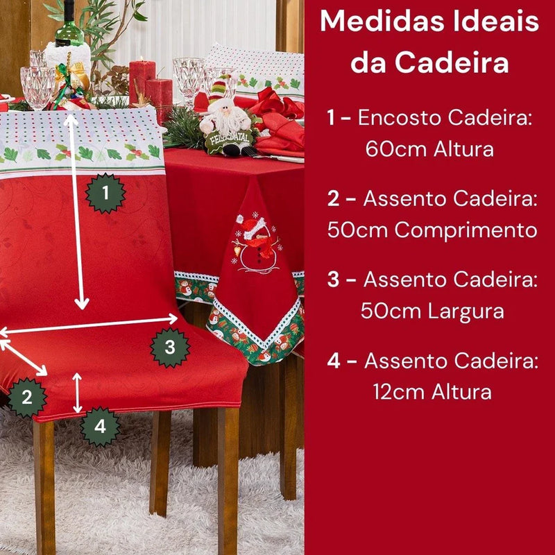 Kit 4 Peças de Capas Natal para Cadeira Jantar