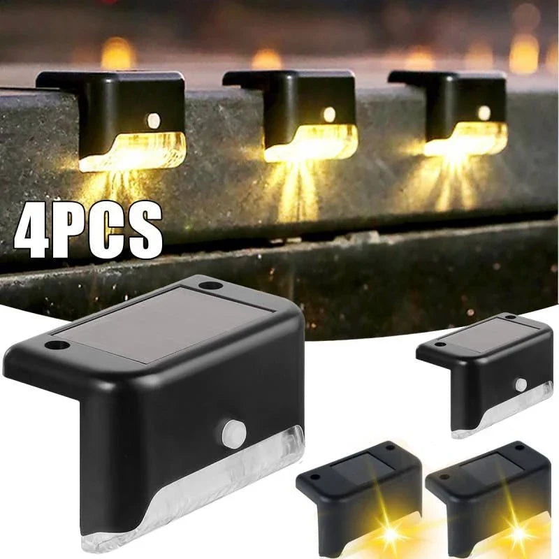 Kit Luminária Solar Para Escada Parede Muro À Prova D'água Enfeite Jardim/Varanda/Ambientes Externos