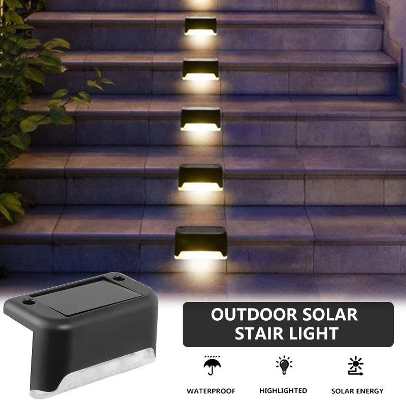 Kit Luminária Solar Para Escada Parede Muro À Prova D'água Enfeite Jardim/Varanda/Ambientes Externos
